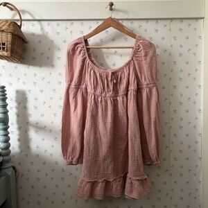 Pink Cottage Core Cotton Dress WILD FABLE Large